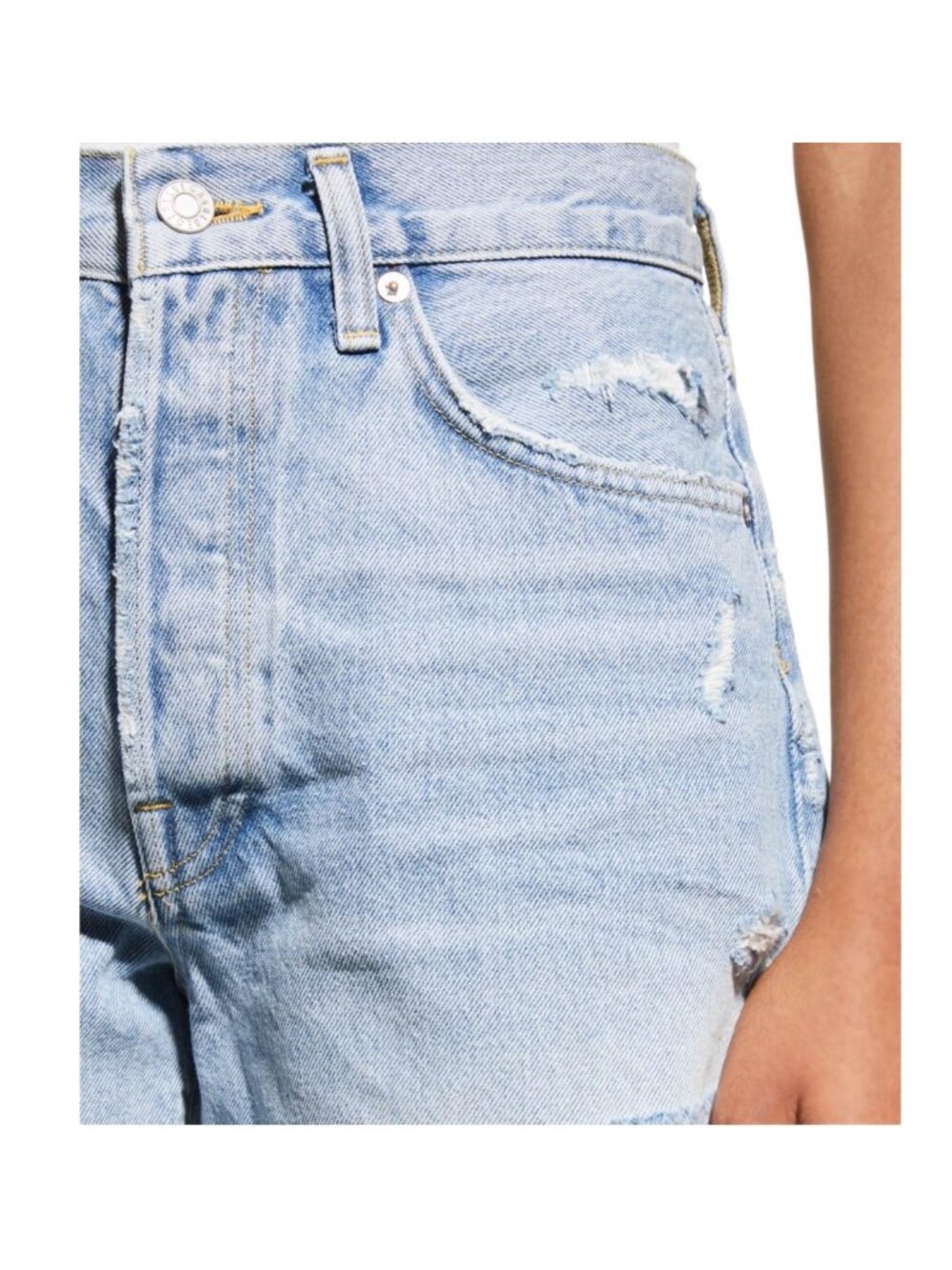 Agolde Parker Swapmeet Color Long Frayed Denim Shorts - Picture 5 of 8